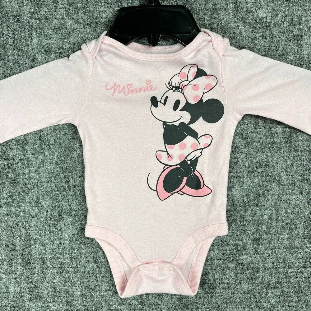 Minnie‎ Mouse Baby 6M Disney Bodysuit One Piece Jumping Beans Child Pink Softest